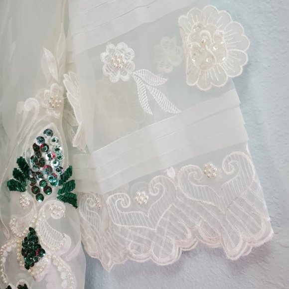 *Vintage Handmade Sequins Sheer Blouse - Picture 2 of 8